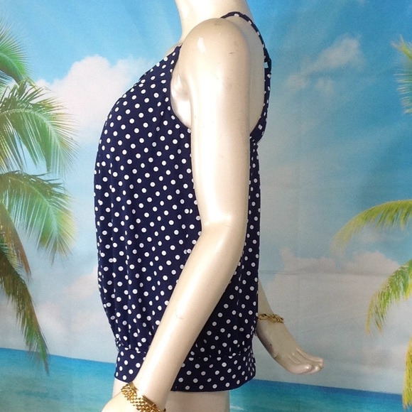 Lands' End Navy Blouson Tummy Hiddind Tankini Top - Picture 4 of 10